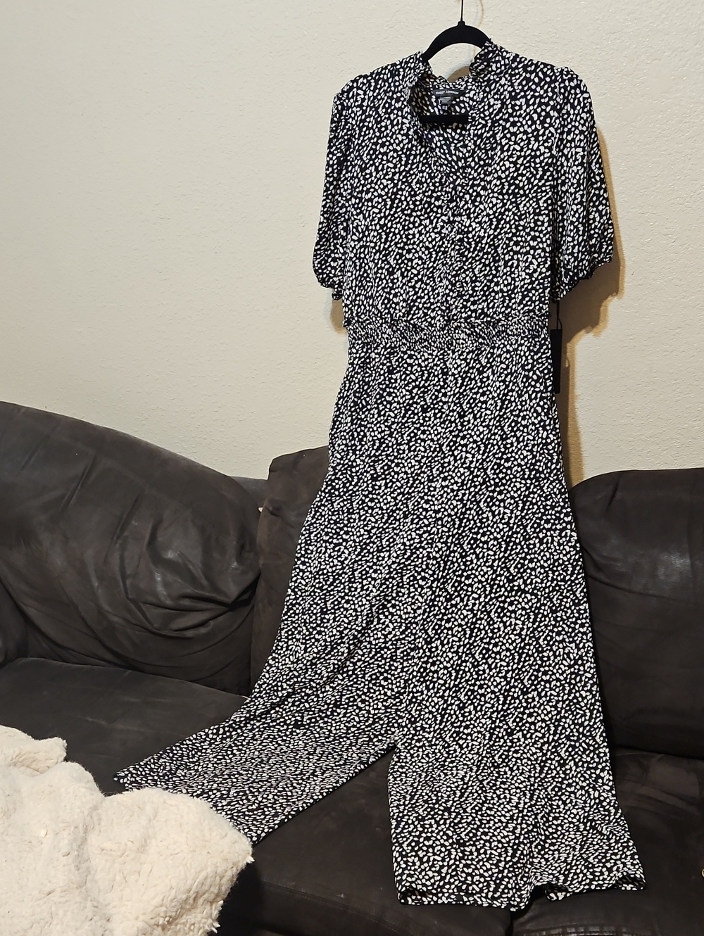 Maggy London Black and White Printed Crop Jumpsuit